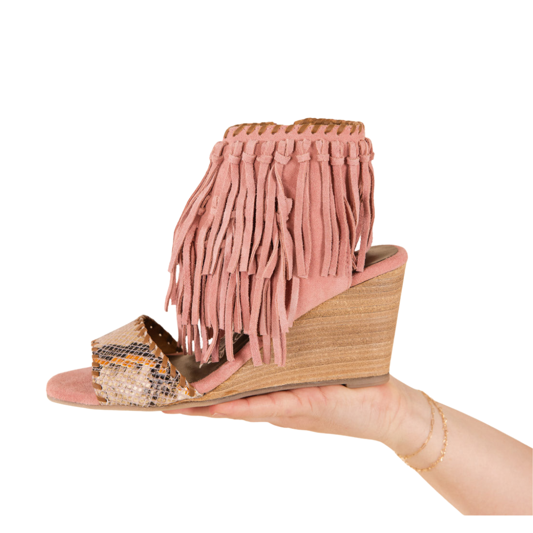 True Fringe Wedge in Blush