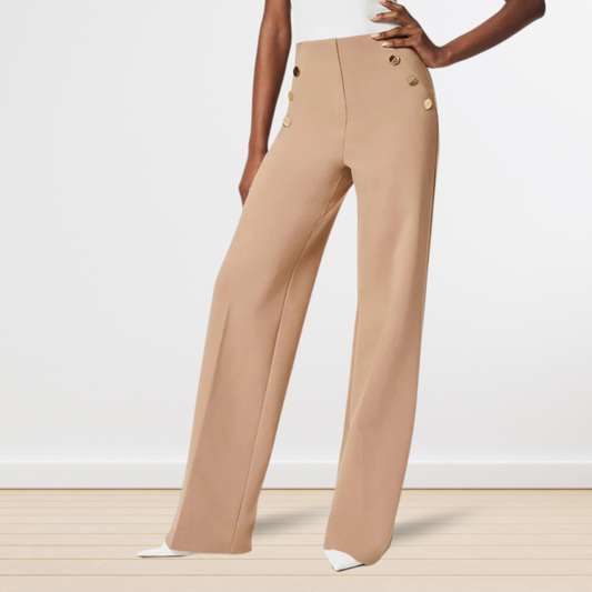 Tummy Control Wide Leg Button Pants
