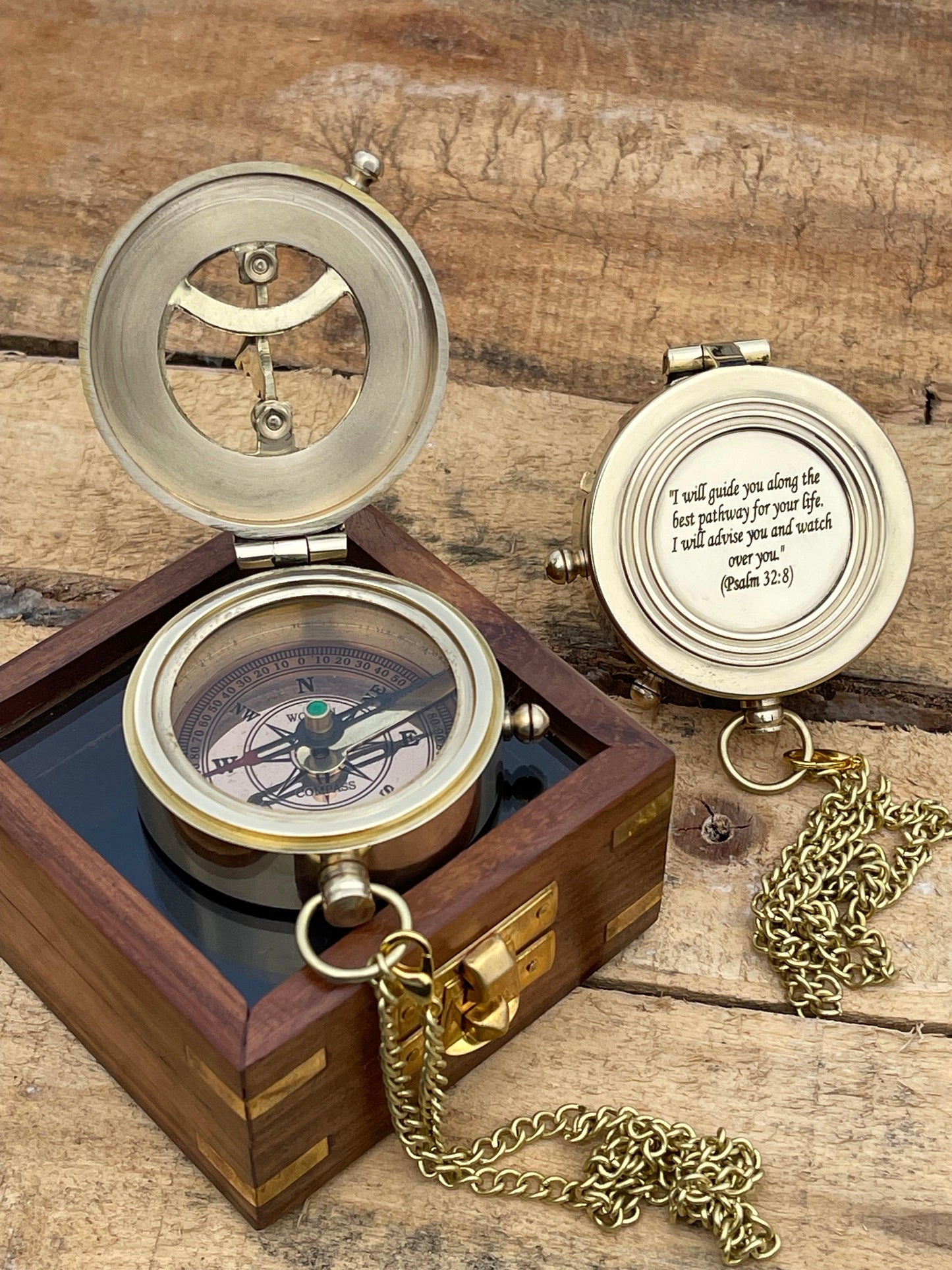 Brass Sundial Personalized Engraved Compass - TheGivenGet