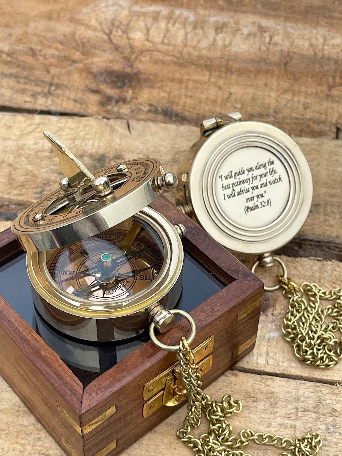 Brass Sundial Personalized Engraved Compass - TheGivenGet
