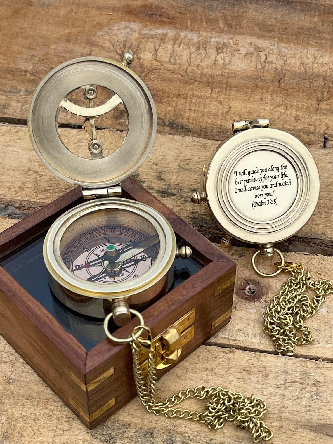 Brass Sundial Personalized Engraved Compass - TheGivenGet