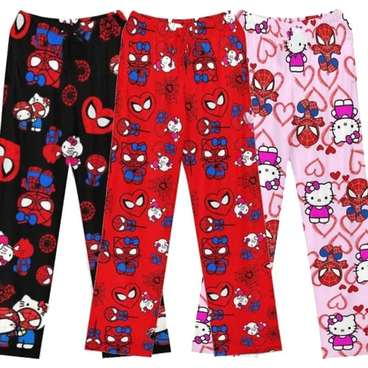 Hello Kitty Spider - Cotton Loose Pajama - Pants Trousers Cartoon Sleep Bottoms - Lounge Wear