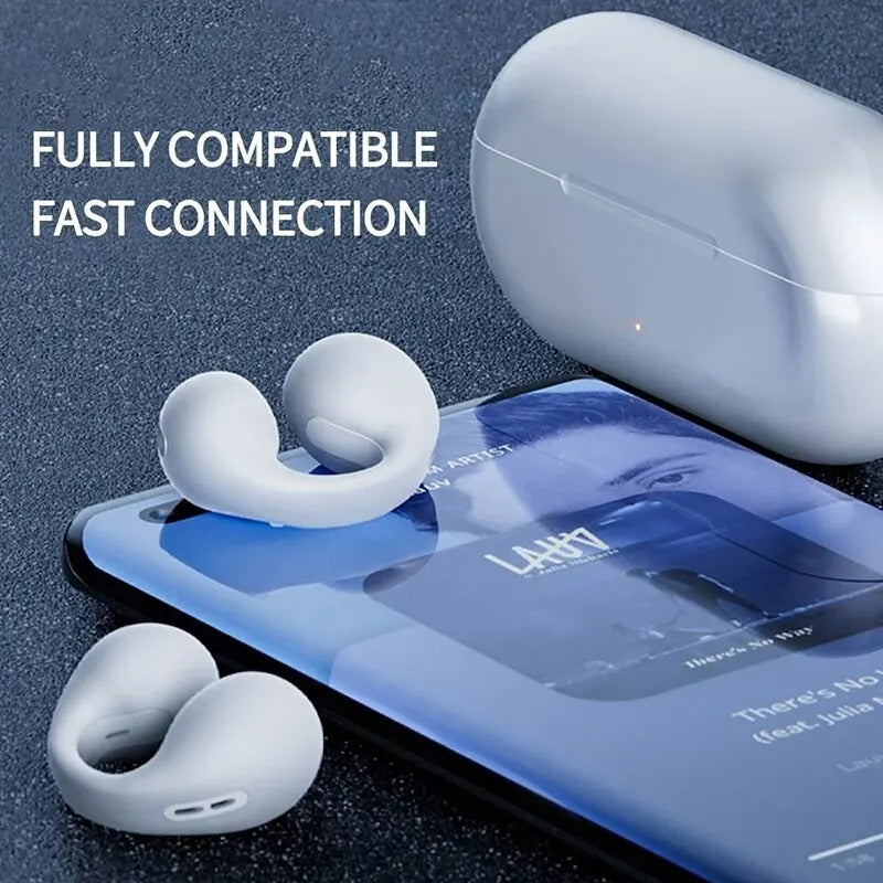 Wireless Clip On Bluetooth Headset - High Definition Audio Quality Running Yoga Sports