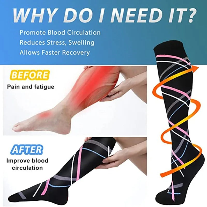 CFS Compression Socks - Knee Stocking 20-30mmHg - Running Sport Sock