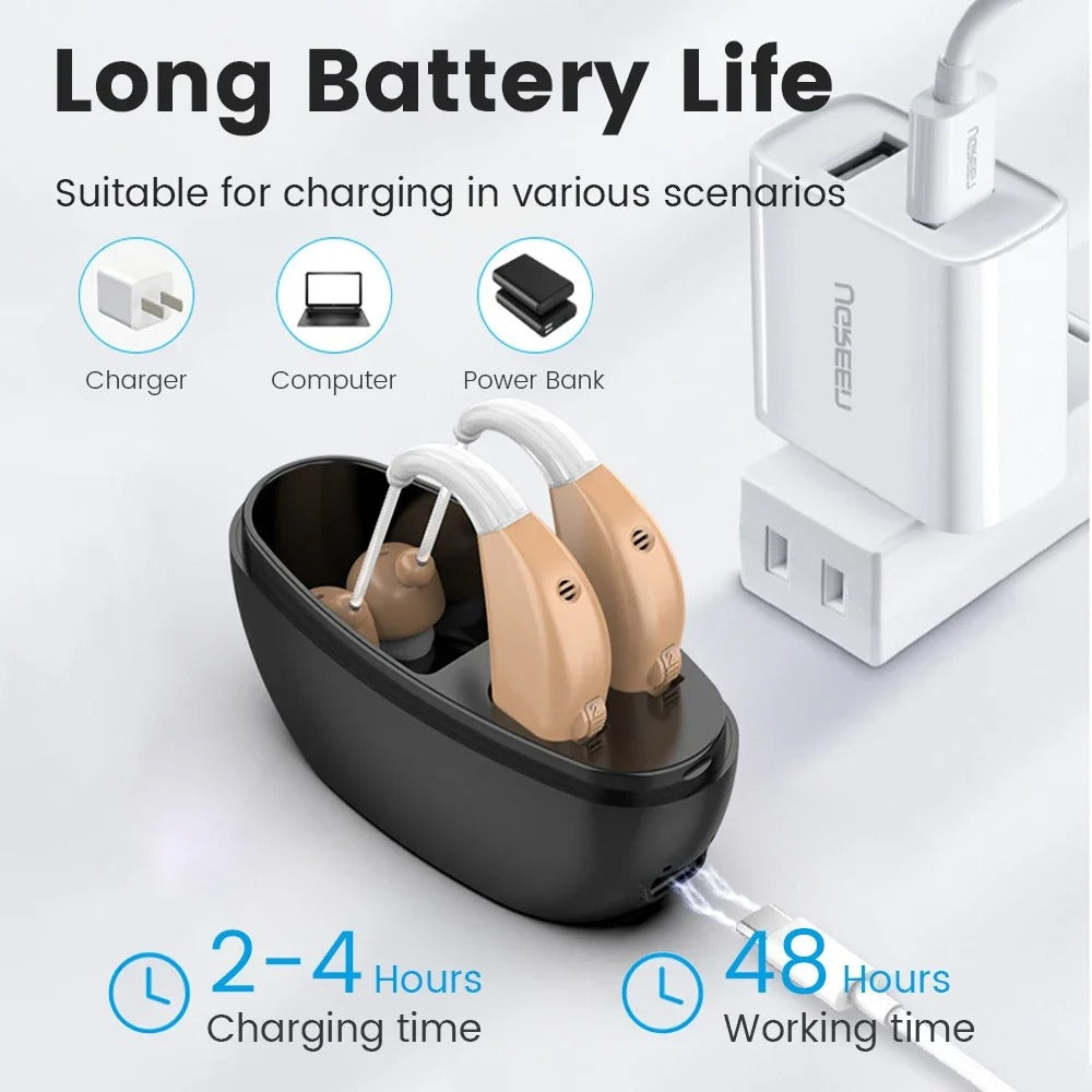 Portable Rechargeable Hearing Aid - Sound Amplifier - Magnetic Elderly Ear Hearing Aid For The Deaf