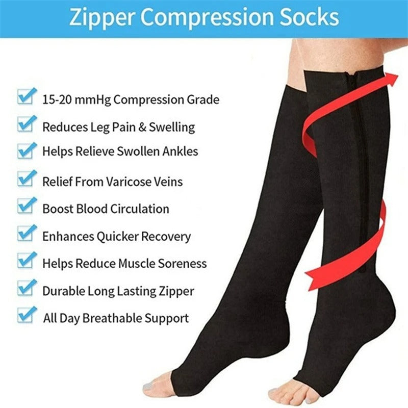 Zipper Compression Socks - Pain Relief Knee High Zip Leg Support