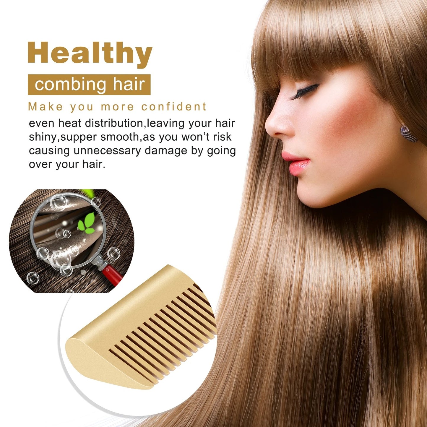 2 in 1 Electric Hot Heating Comb - Hair Straightener Curler - Hair Iron Straightening Brush