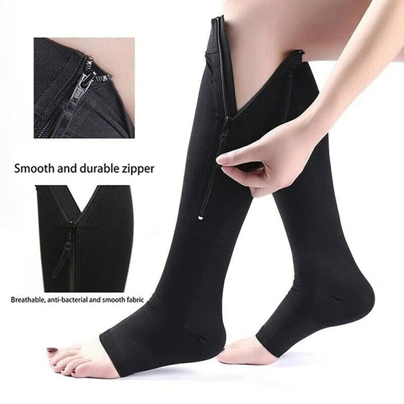 Zipper Compression Socks - Pain Relief Knee High Zip Leg Support