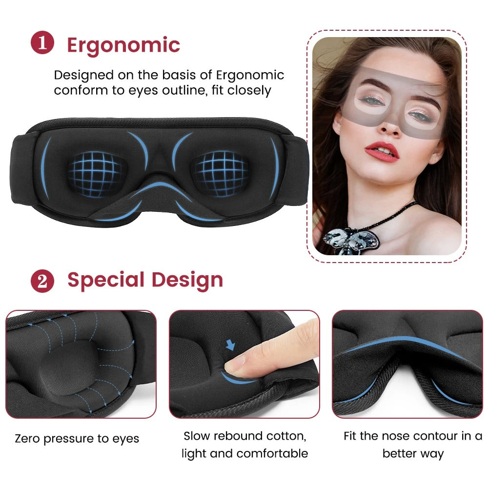 3D Sleeping Mask For Eyes - Soft Sleeping Aid Eye Mask for Travel