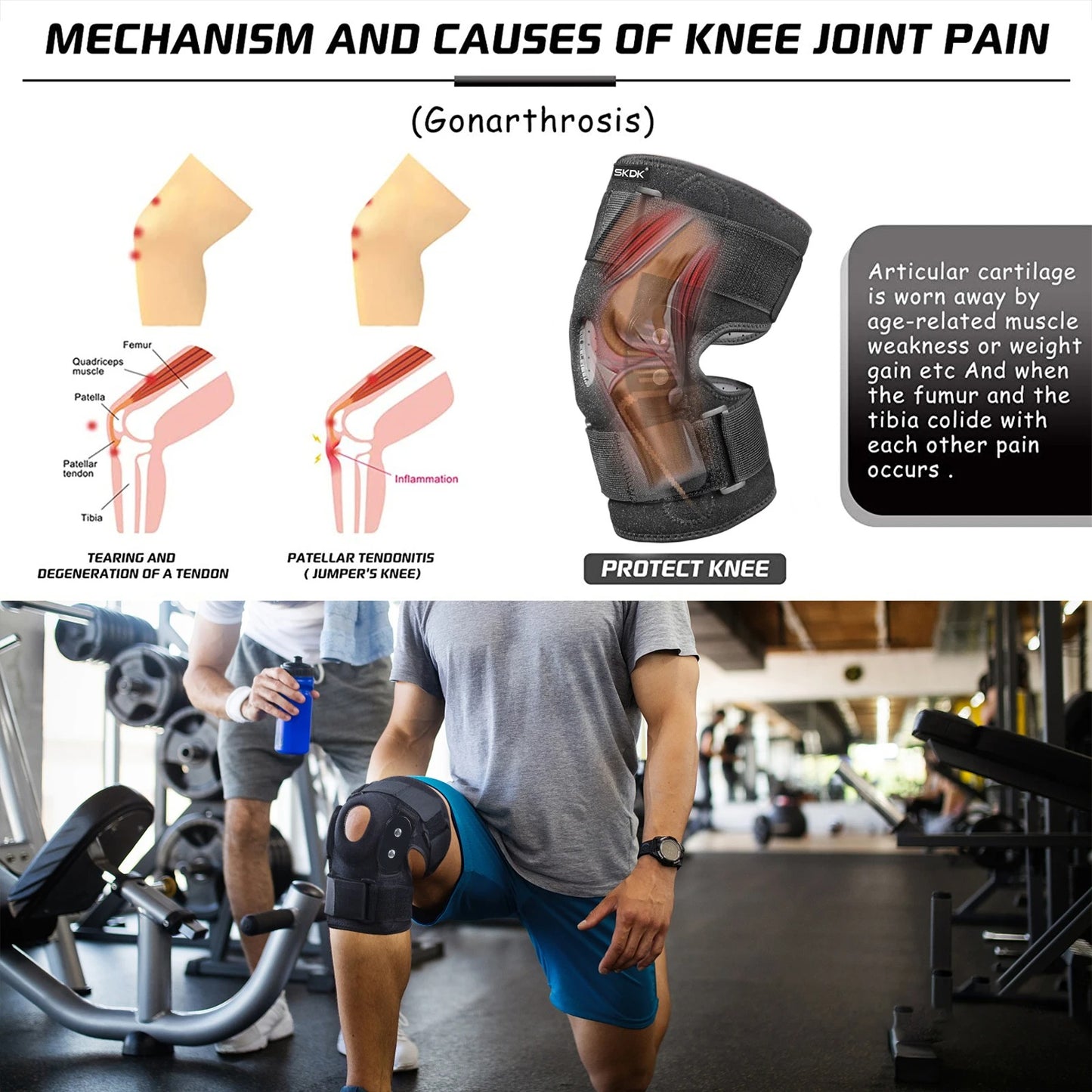 Adjustable Hinged Knee Brace Knee Support - Patellar Tendon Support - Pain Relief Strains