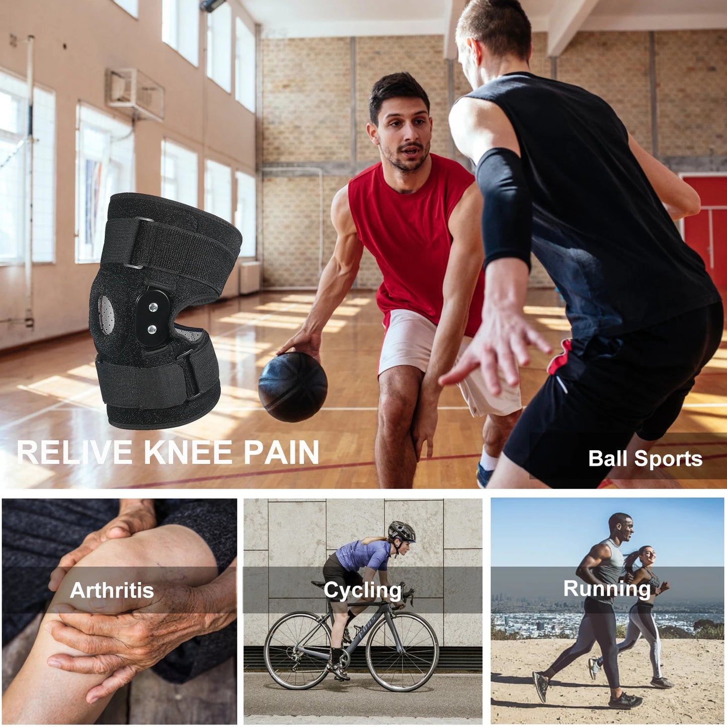 Adjustable Hinged Knee Brace Knee Support - Patellar Tendon Support - Pain Relief Strains