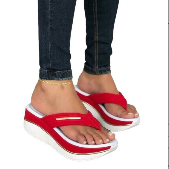 Women Summer Slope High Wedge Platform Flip Flops