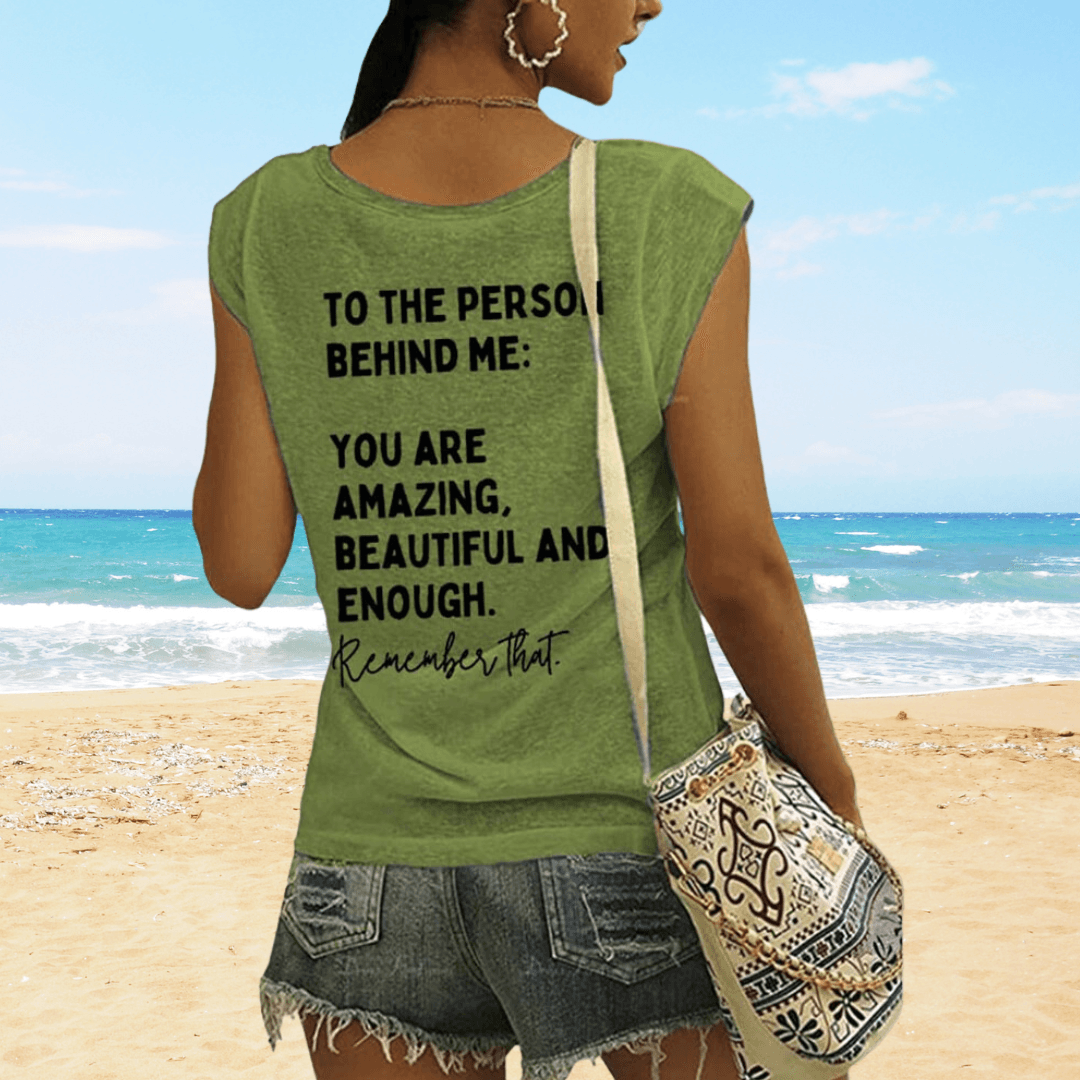 You Matter To The Person Behind Me Printed Casual V-Neck Tank Top - TheGivenGet