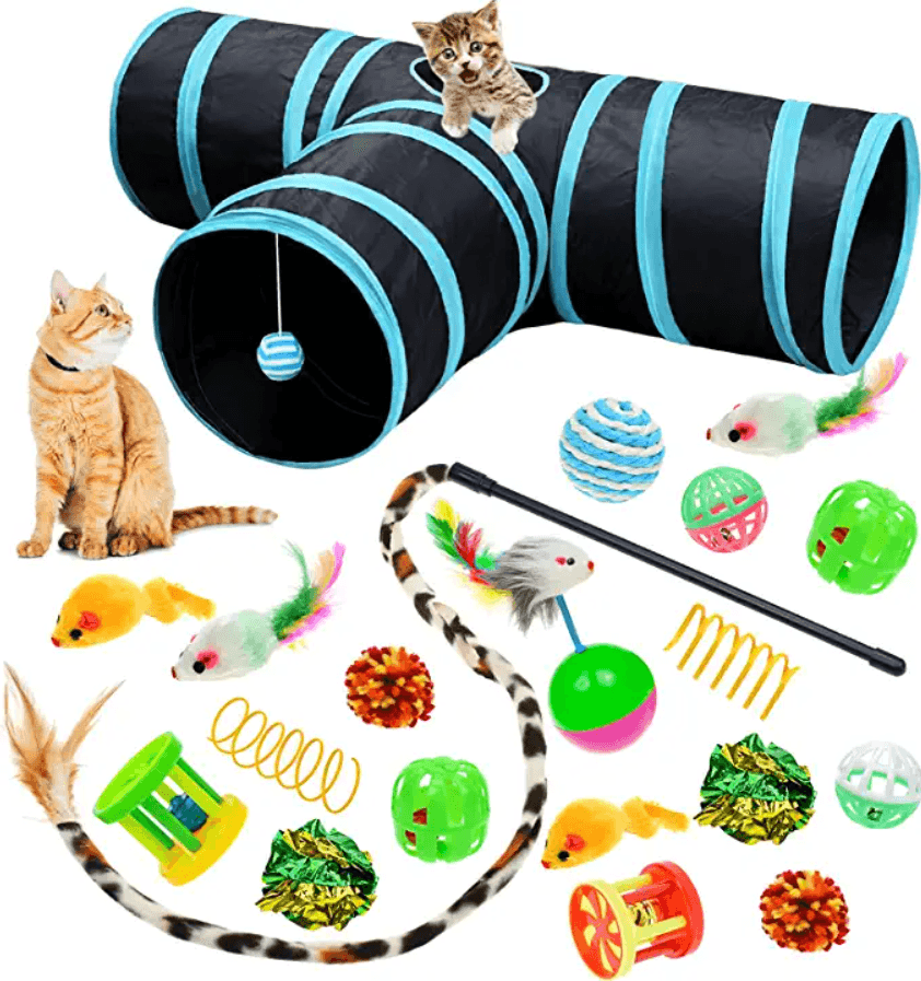 3 Way Tunnel Tube Toy for Indoor Cats - T-Shape - TheGivenGet