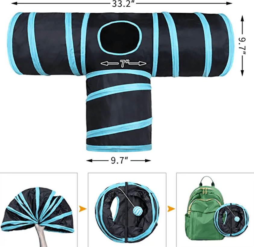 3 Way Tunnel Tube Toy for Indoor Cats - T-Shape - TheGivenGet