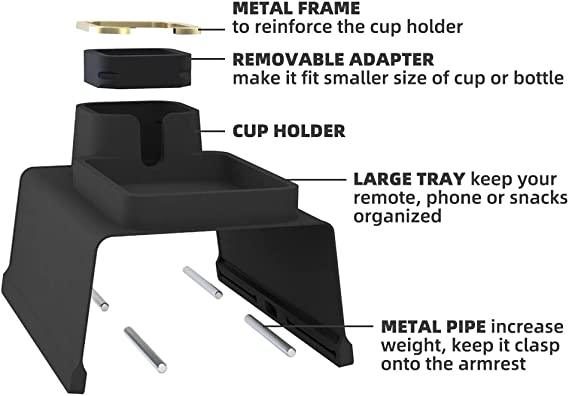 Couch Cup Holder Tray, Anti-Spill and Anti-Slip Recliner Table Tray - TheGivenGet