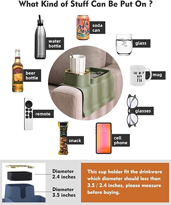 Couch Cup Holder Tray, Anti-Spill and Anti-Slip Recliner Table Tray - TheGivenGet