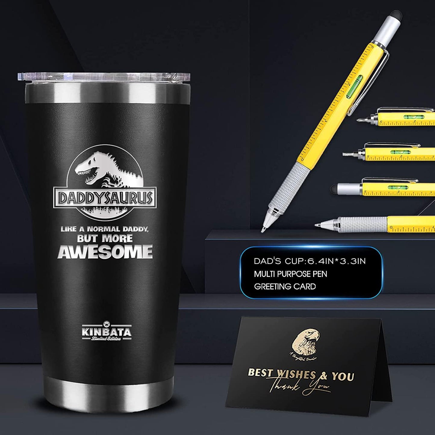 DaddySaurus, Like A Normal Daddy, But More Awesome Tumbler, 20 oz, Father's Day Gifts for Dad - TheGivenGet