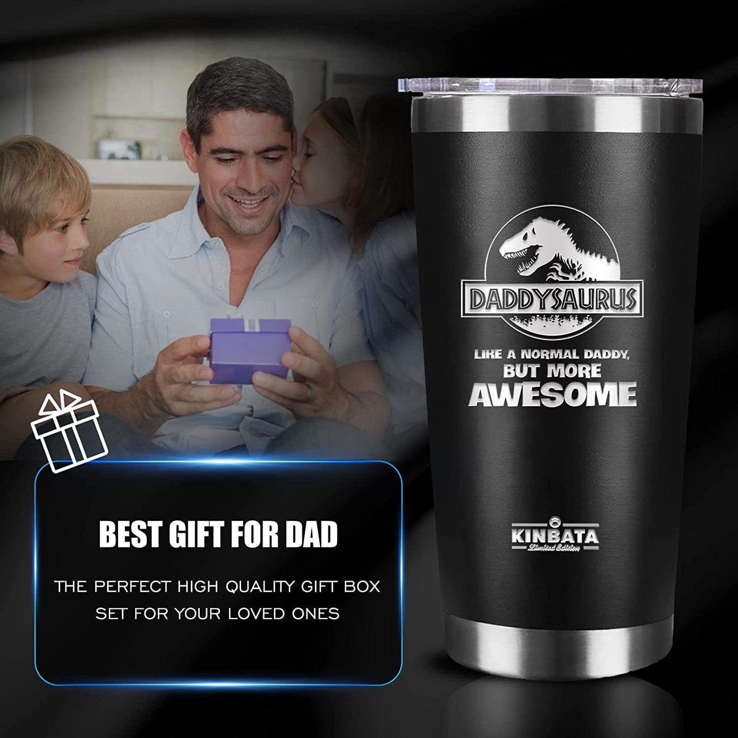 DaddySaurus, Like A Normal Daddy, But More Awesome Tumbler, 20 oz, Father's Day Gifts for Dad - TheGivenGet
