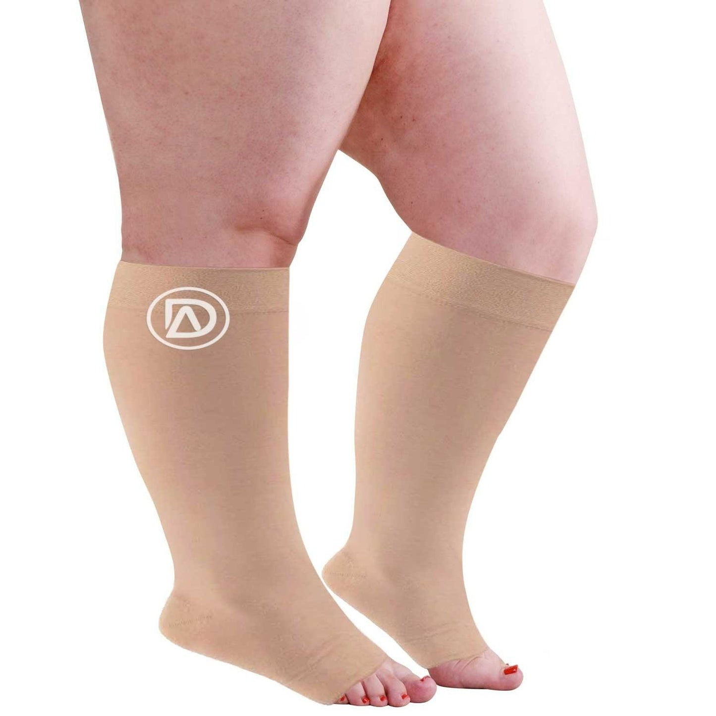 Dominion Active Wide Calf TOELESS Compression Socks 20-30 mmHg | Open Toe | Toe Out Socks - TheGivenGet