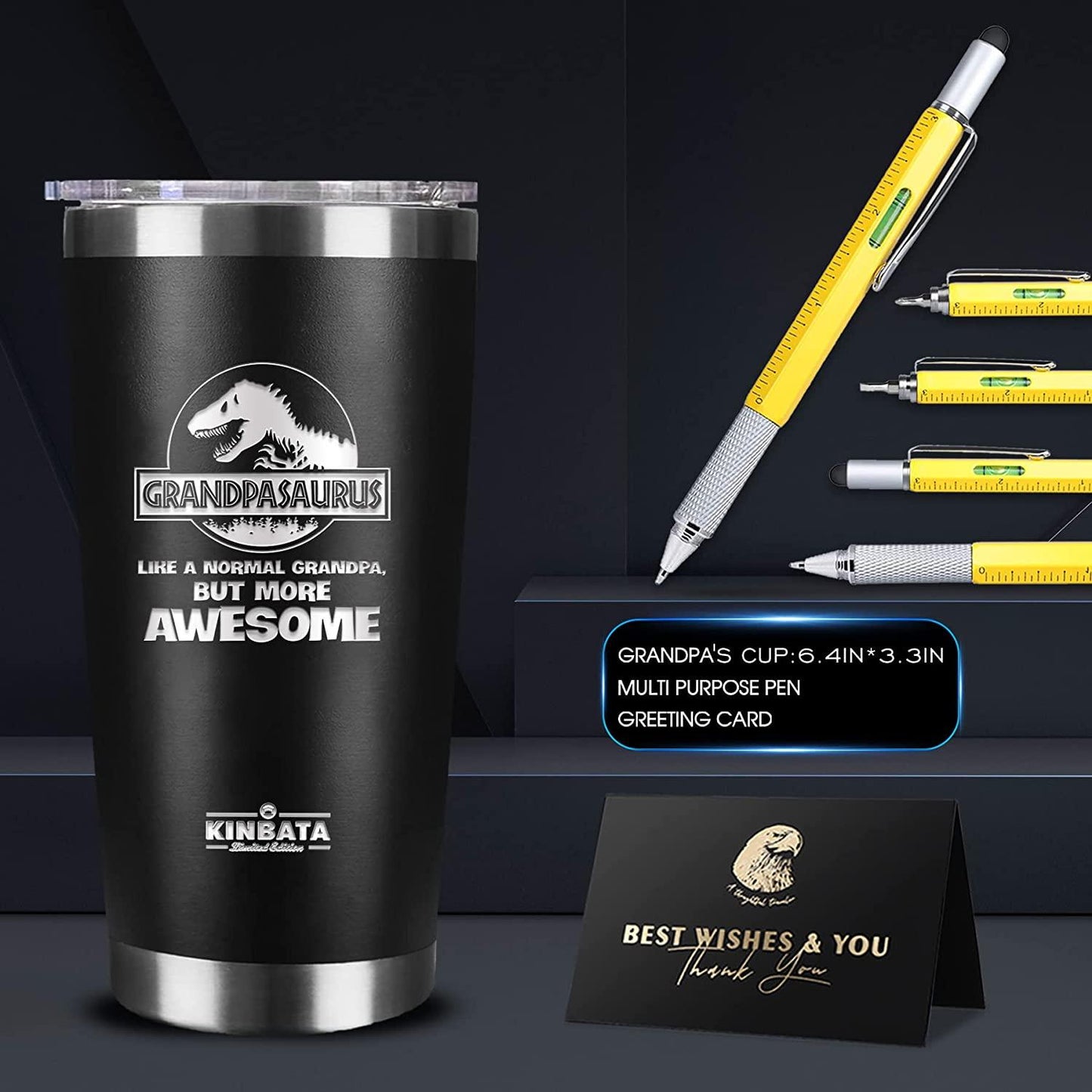 GrandpaSaurus Like a Normal Grandpa, But More Awesome Tumbler, 20 oz, Father's Day Gifts for Grandpa - TheGivenGet