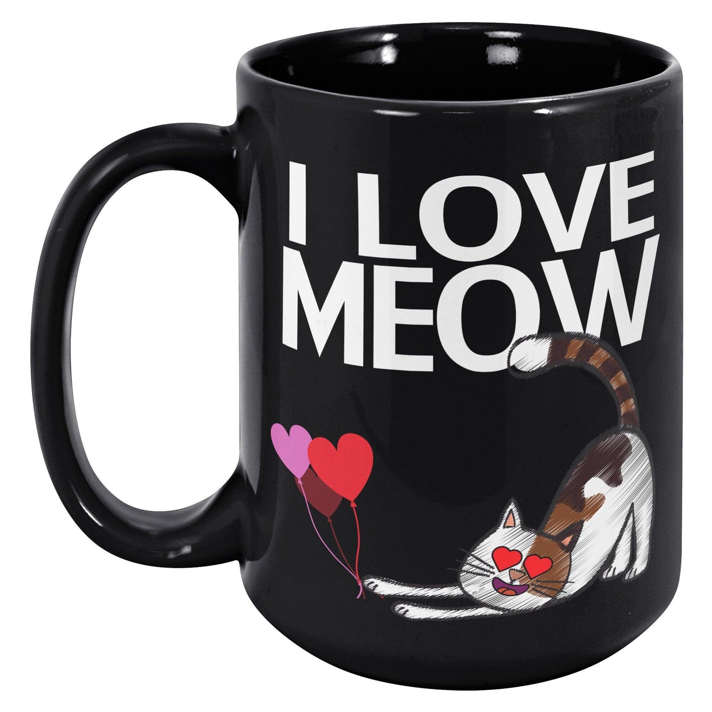 I Love Meow Black Mug - TheGivenGet
