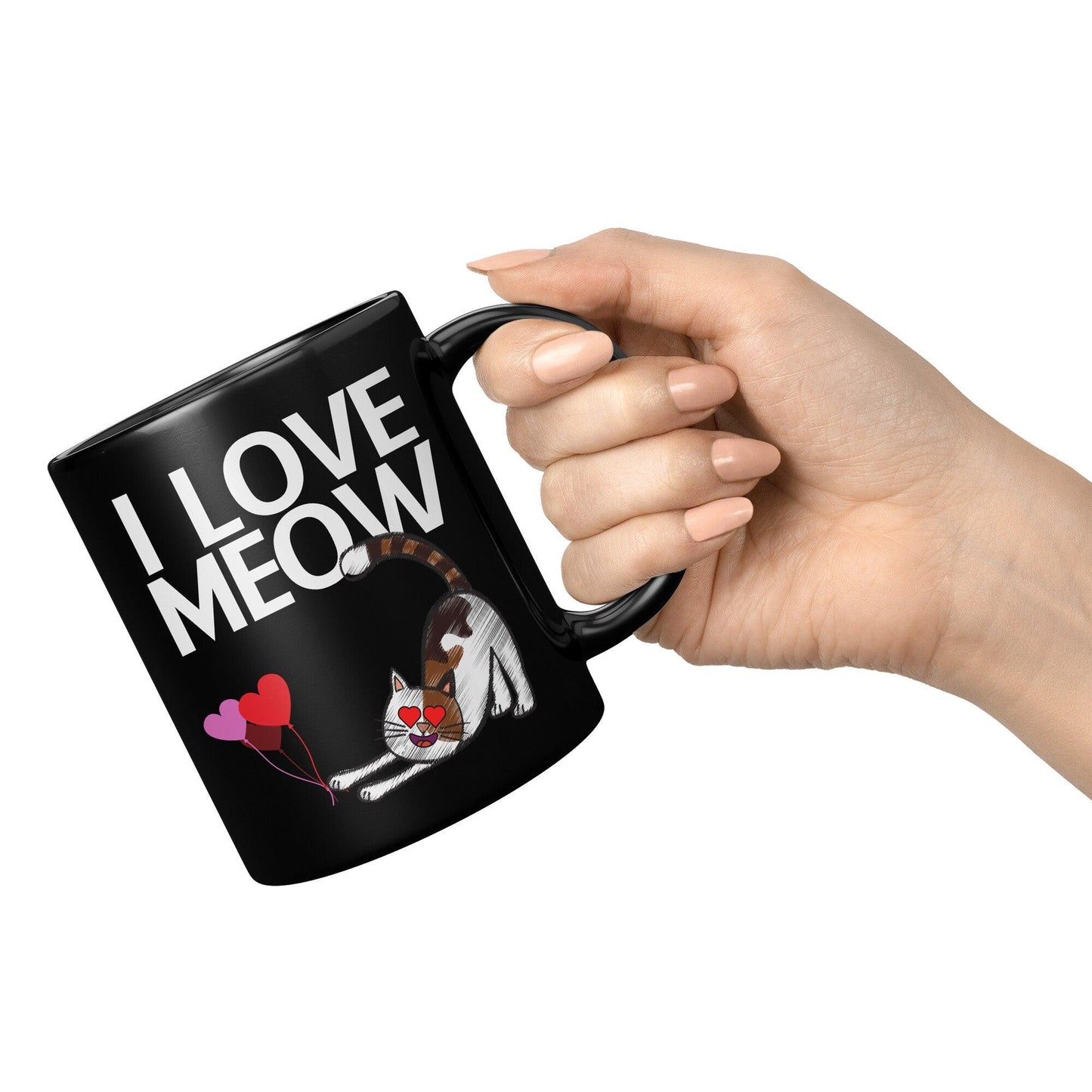 I Love Meow Black Mug - TheGivenGet