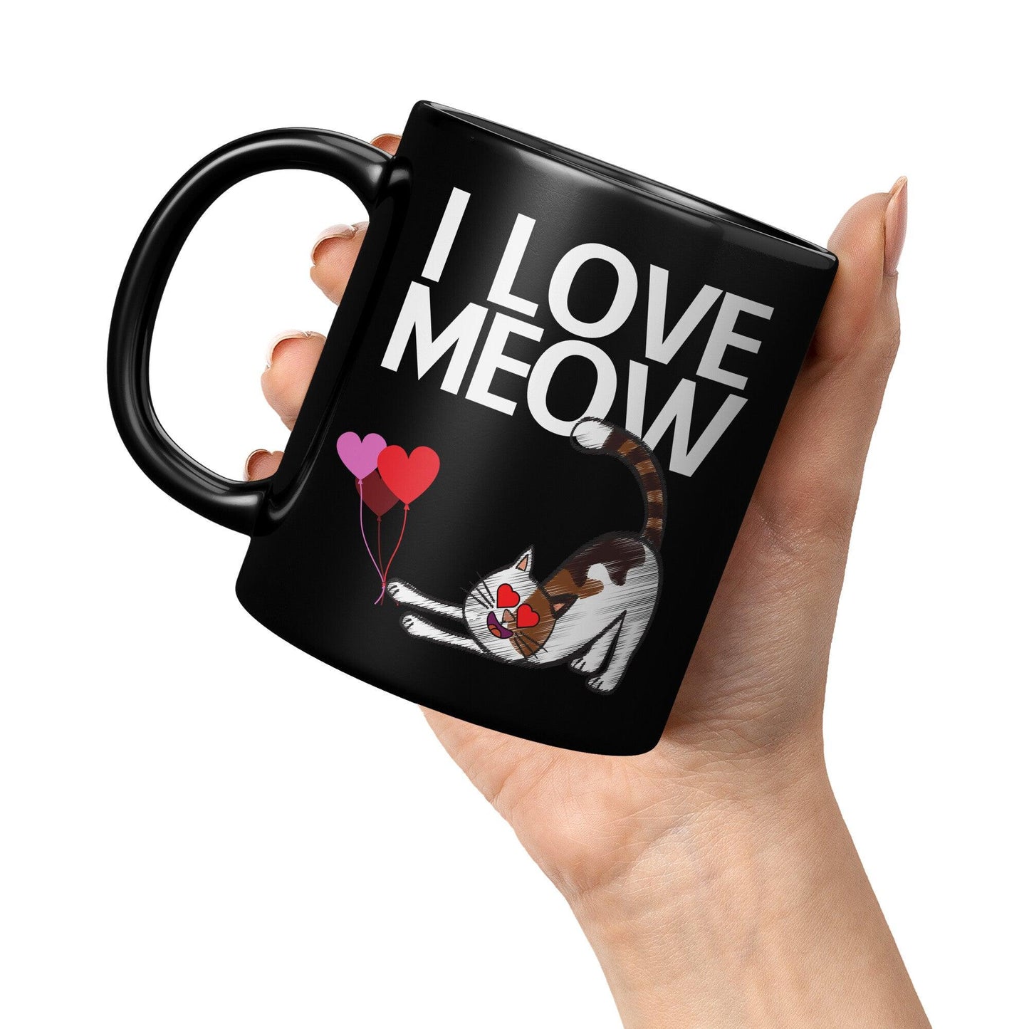 I Love Meow Black Mug - TheGivenGet