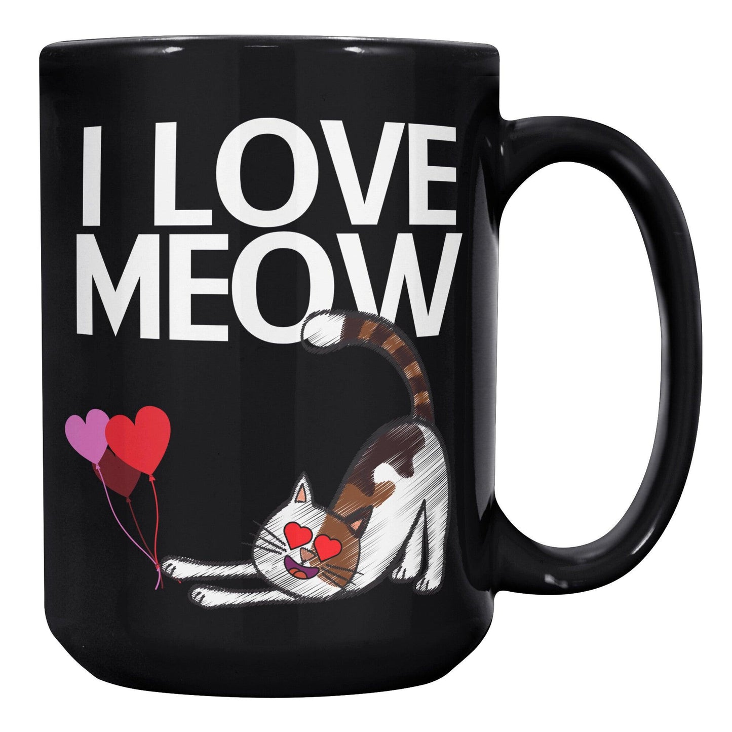 I Love Meow Black Mug - TheGivenGet