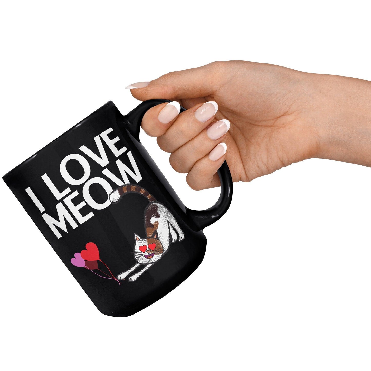 I Love Meow Black Mug - TheGivenGet