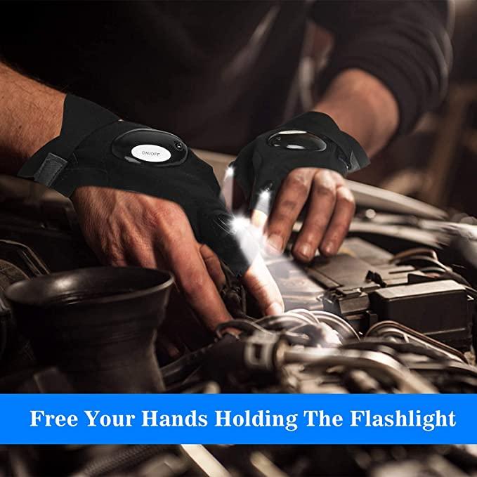 LED Flashlight Gloves Fathers Day Gift, Cool Gadget Hands-Free Lights for Camping, Fishing and Repairing - TheGivenGet