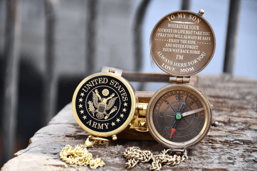 Engraved Compass, Personalized Bronze Compass, Working Compass
