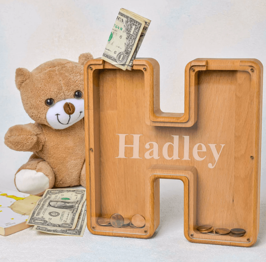 Personalized Wooden Letter Bank for Kids - TheGivenGet
