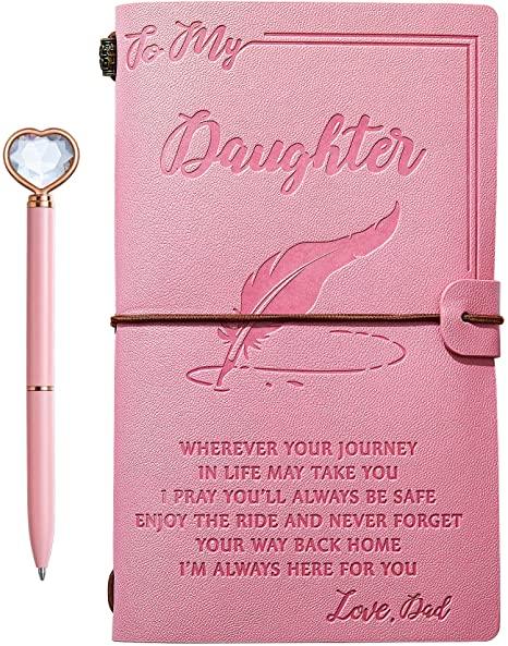 Pink Leather Journal Gift for Granddaughter, Daughter, Mom - TheGivenGet