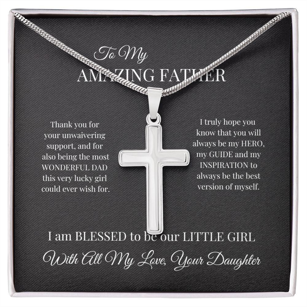 To My Amazing Father Cross Necklace - TheGivenGet