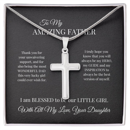 To My Amazing Father Cross Necklace - TheGivenGet
