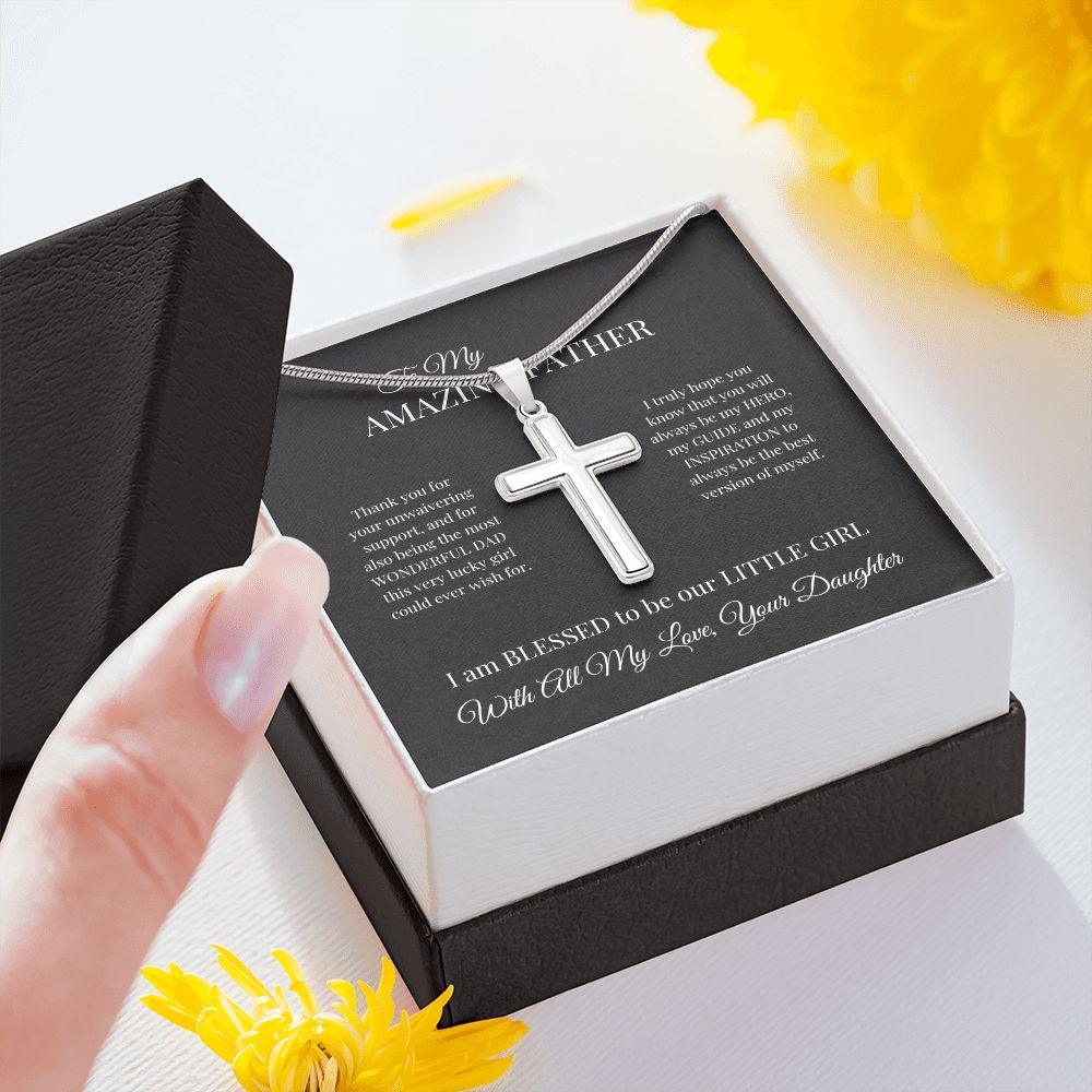 To My Amazing Father Cross Necklace - TheGivenGet