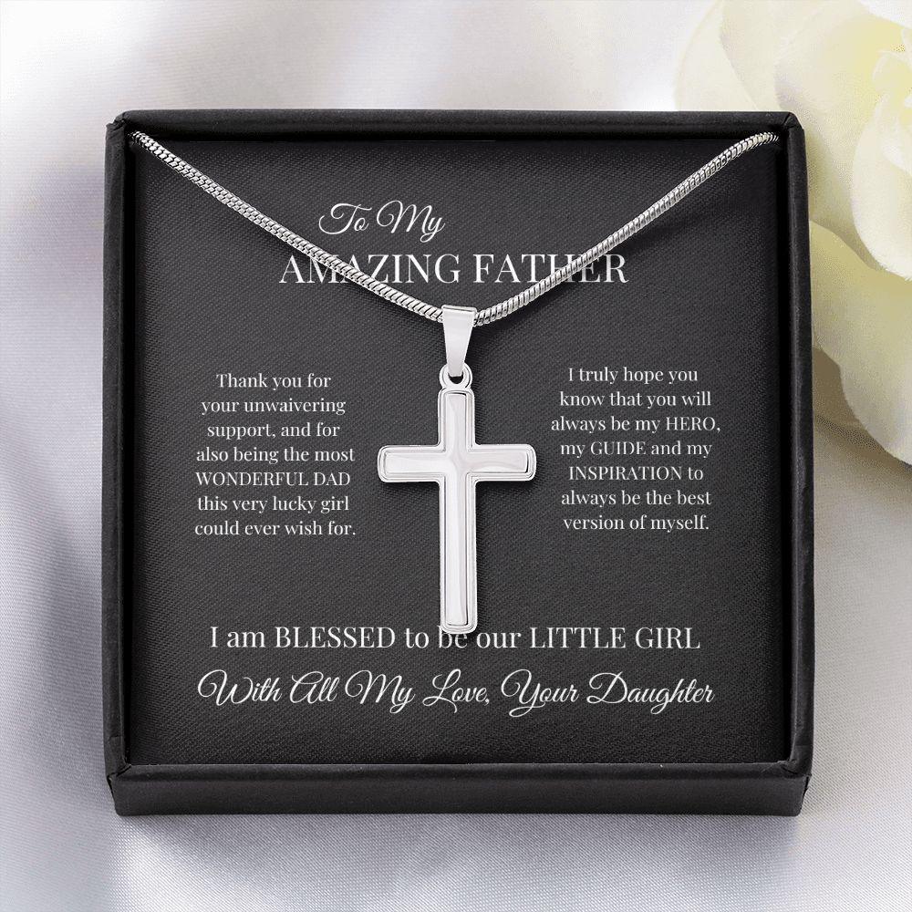 To My Amazing Father Cross Necklace - TheGivenGet