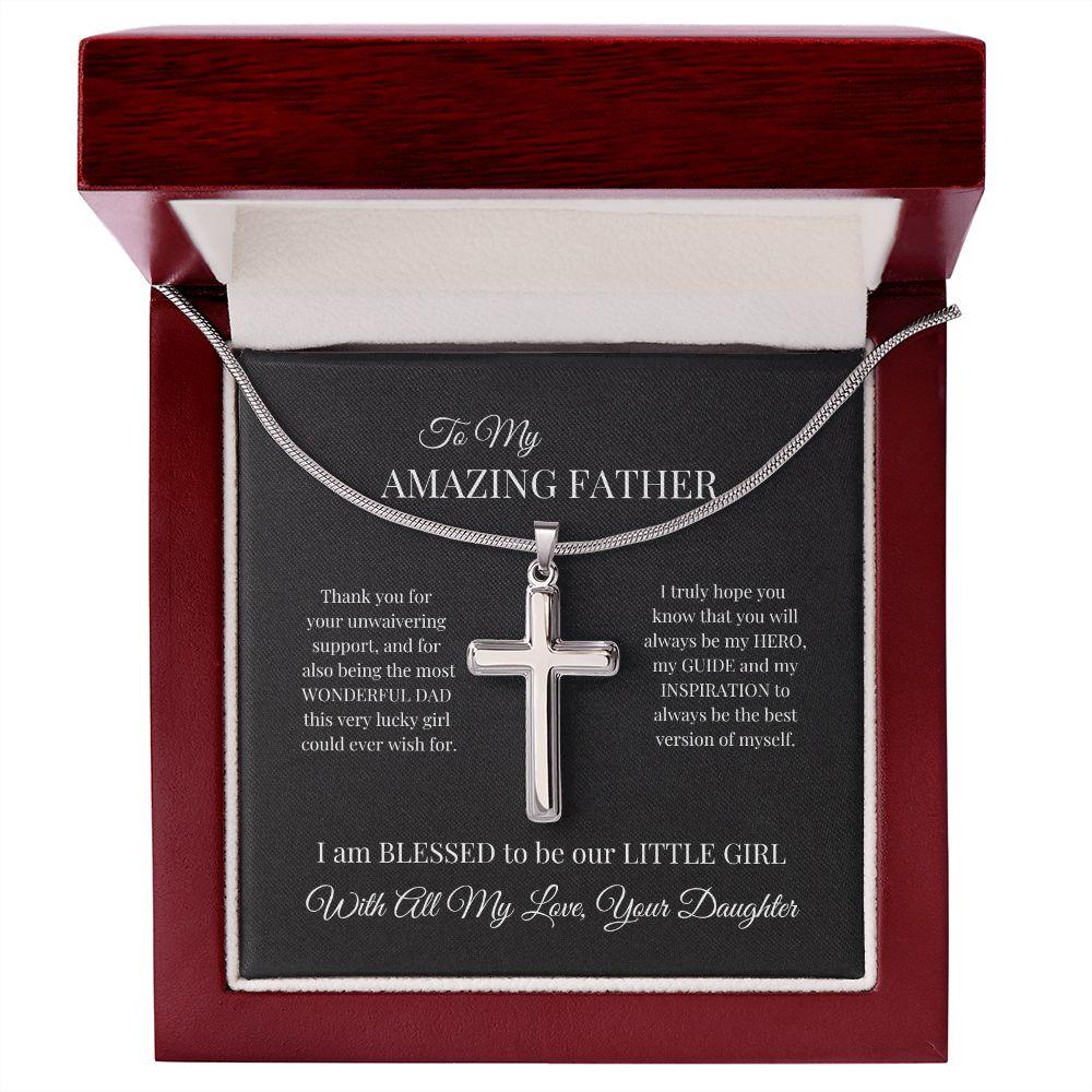 To My Amazing Father Cross Necklace - TheGivenGet