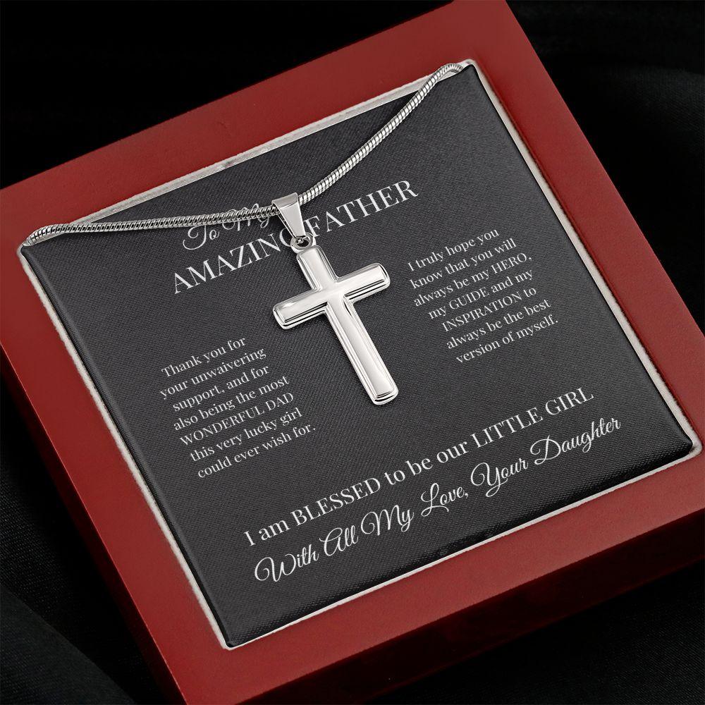 To My Amazing Father Cross Necklace - TheGivenGet