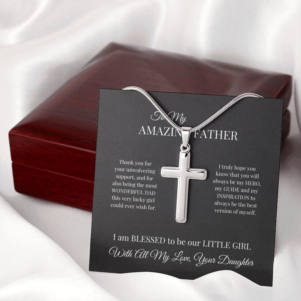 To My Amazing Father Cross Necklace - TheGivenGet