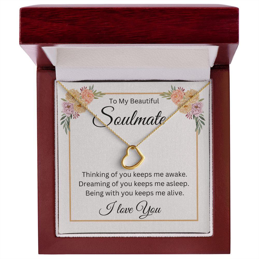To My Beautiful Soulmate Delicate Heart Necklace - TheGivenGet