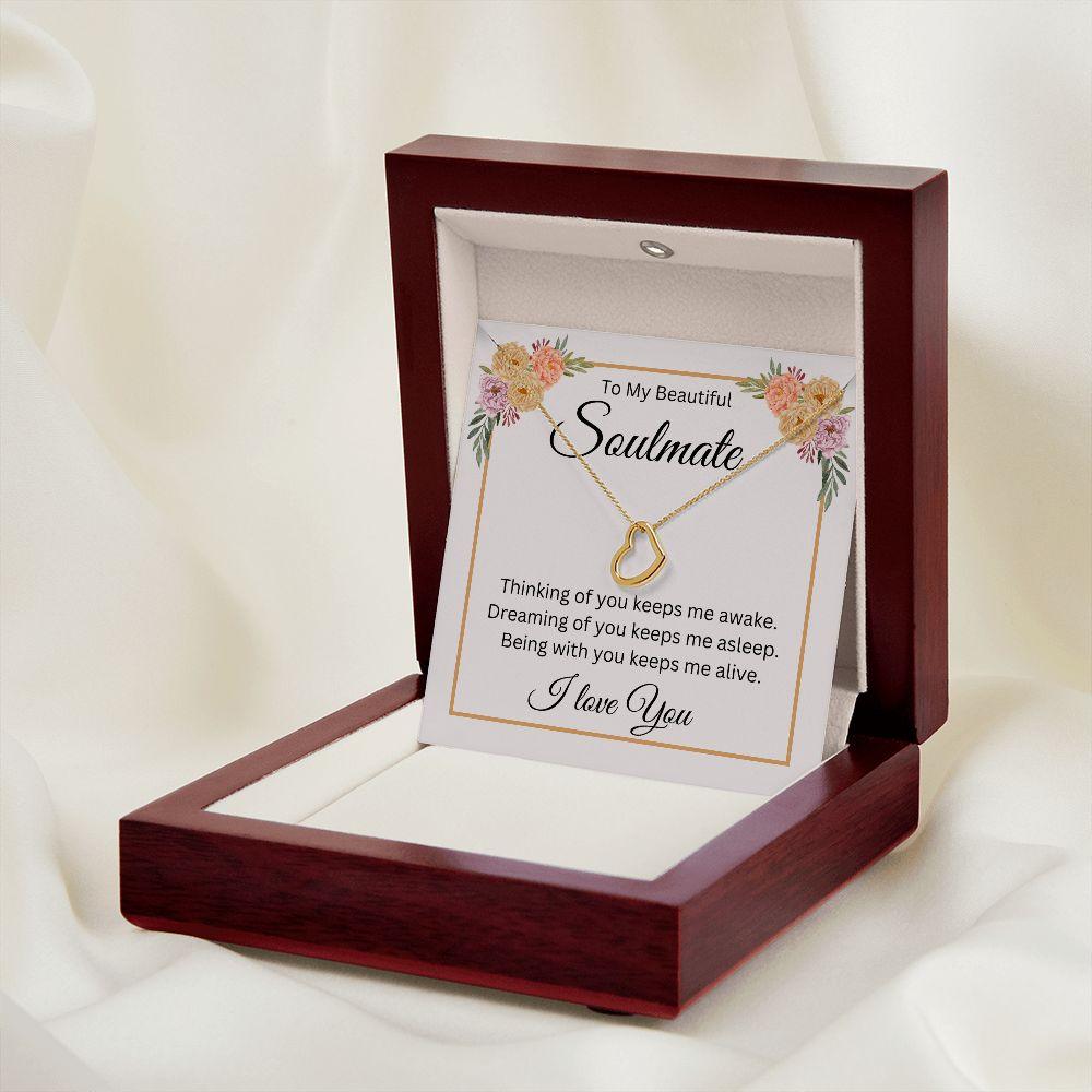 To My Beautiful Soulmate Delicate Heart Necklace - TheGivenGet