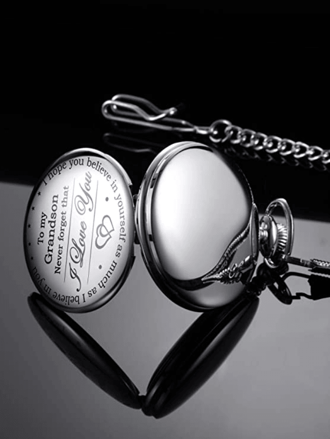 To My Grandson Never Forget That I Love You Pocket Watch - TheGivenGet