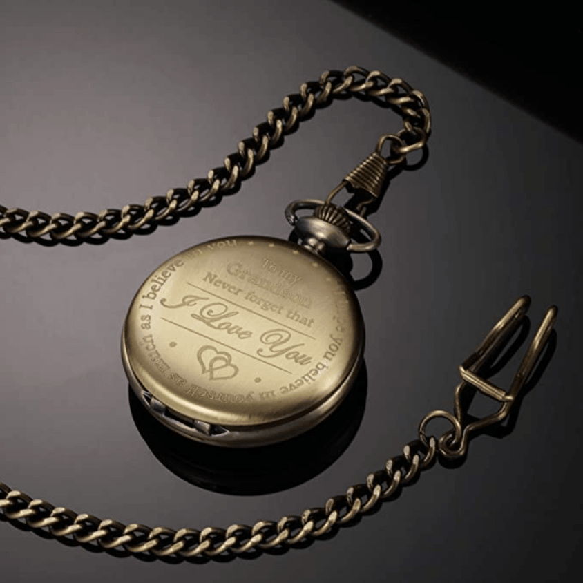 To My Grandson Never Forget That I Love You Pocket Watch - TheGivenGet