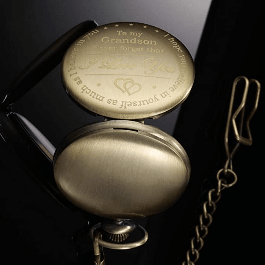 To My Grandson Never Forget That I Love You Pocket Watch - TheGivenGet