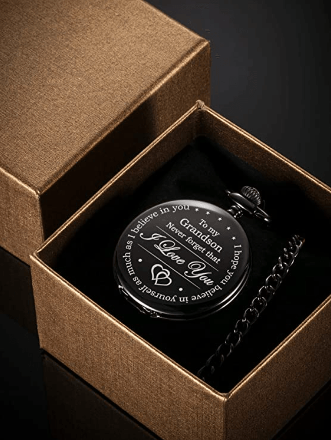 To My Grandson Never Forget That I Love You Pocket Watch - TheGivenGet
