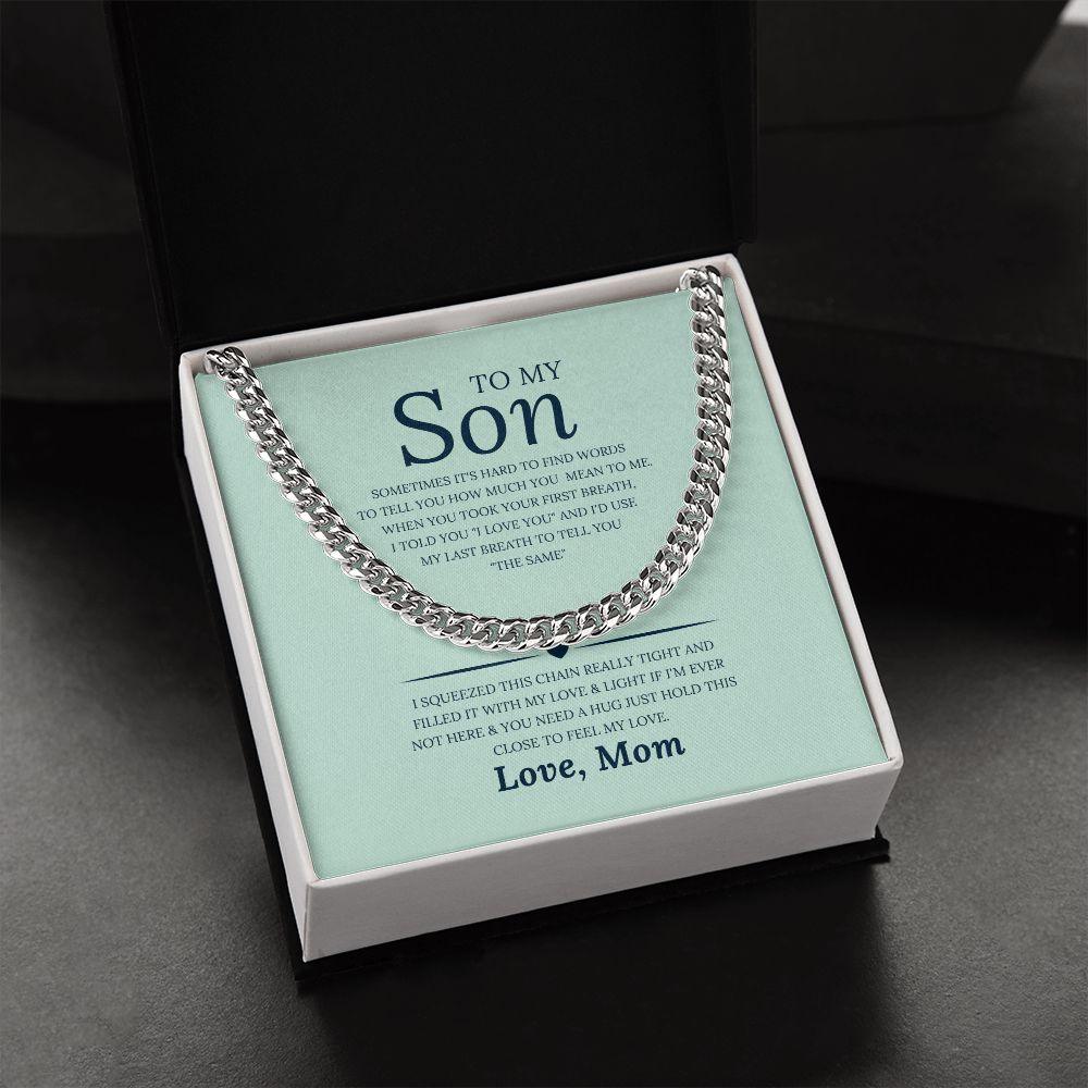 To My Son, Love Mom Cuban Link Chain Necklace - TheGivenGet