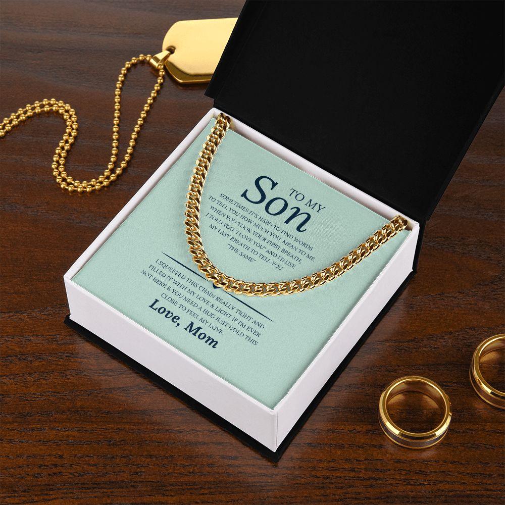 To My Son, Love Mom Cuban Link Chain Necklace - TheGivenGet