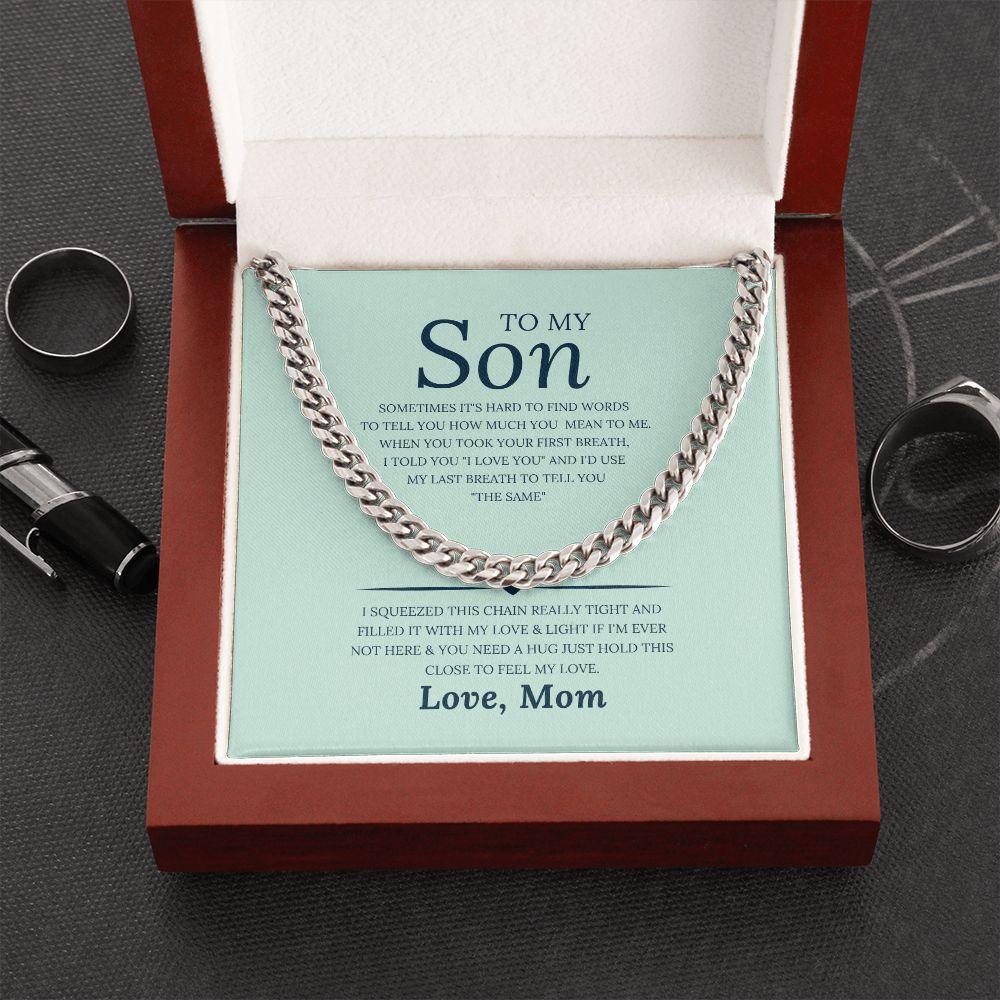 To My Son, Love Mom Cuban Link Chain Necklace - TheGivenGet